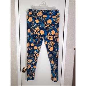 LuLaRoe TC Tall & Curvy blue and yellow leggings